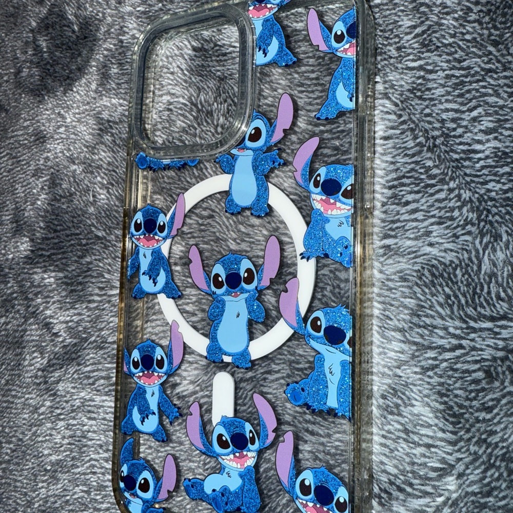 Stitch Clear Phone Case with Blue Accents
